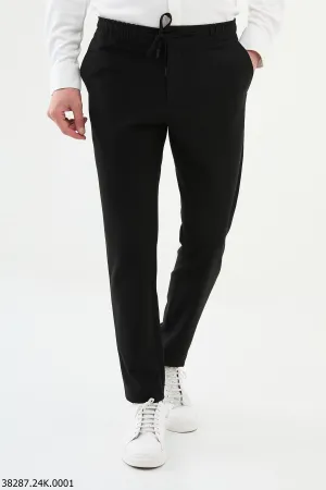 Classic Men's Black Elastic Drawstring Pants