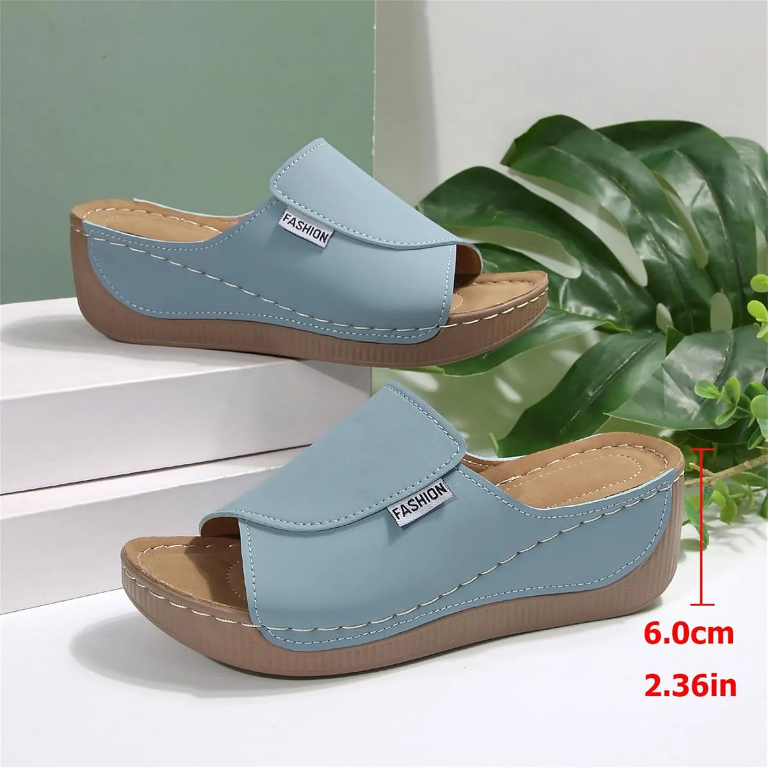Comfortable Arch Support Sandals Slides Women's Summer Orthotic Leather Platform Wedge Sandals for Women 2025, Breathable Orthopedic Slip On Sandal, Women All Day Comfort Walking Casual Sandal