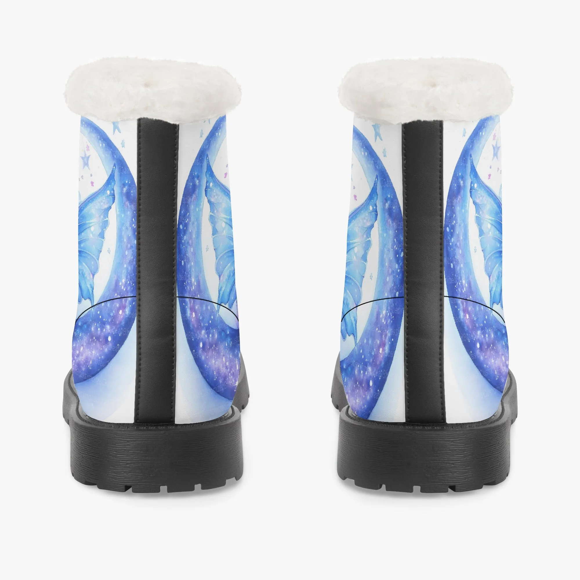 Crescent Moon Fairy Faux Fur Leather Boots