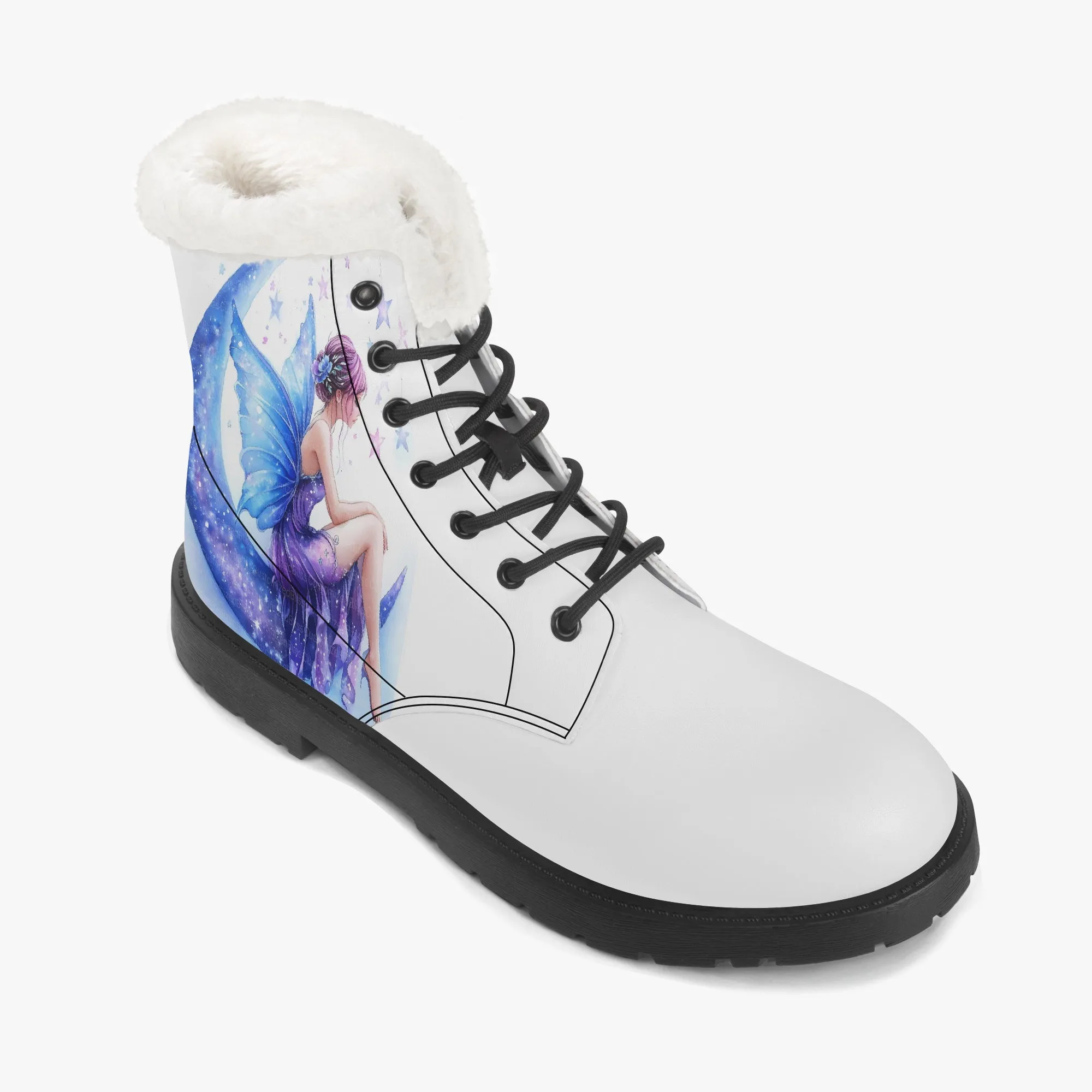 Crescent Moon Fairy Faux Fur Leather Boots