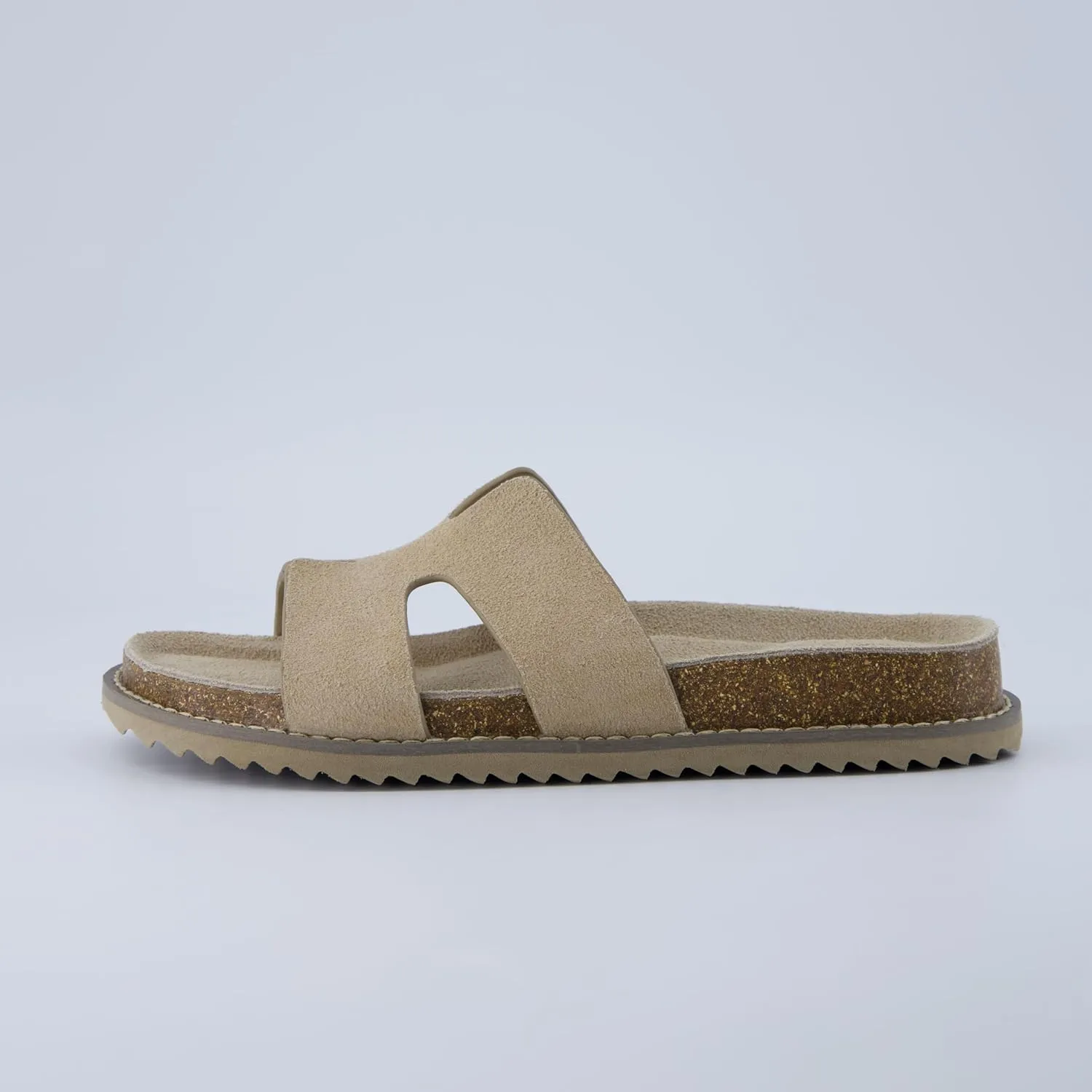 CUSHIONAIRE Wisdom Womens Sandals Cutout Strap Genuine Leather Slides  Slip On Cork Footbed Sandals for Women 2025