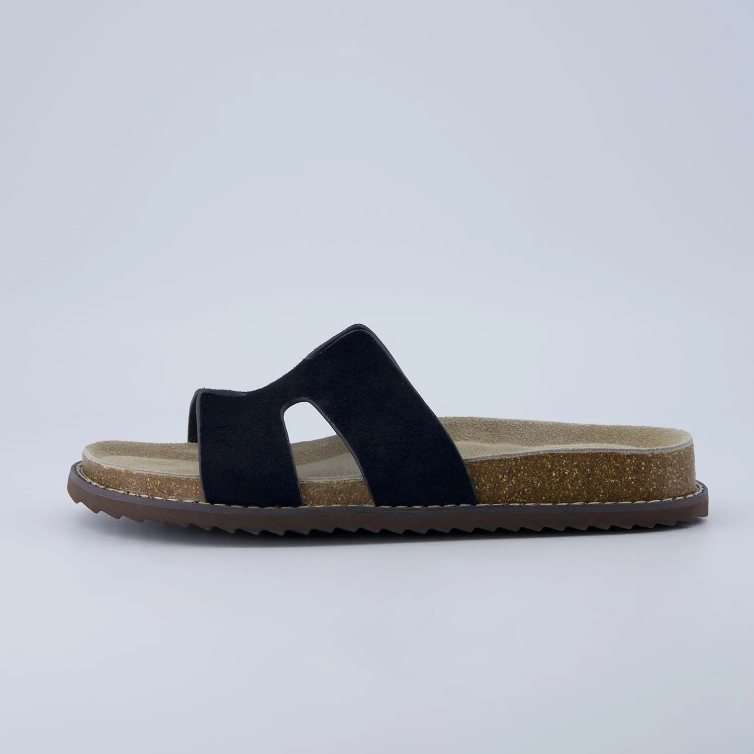 CUSHIONAIRE Wisdom Womens Sandals Cutout Strap Genuine Leather Slides  Slip On Cork Footbed Sandals for Women 2025