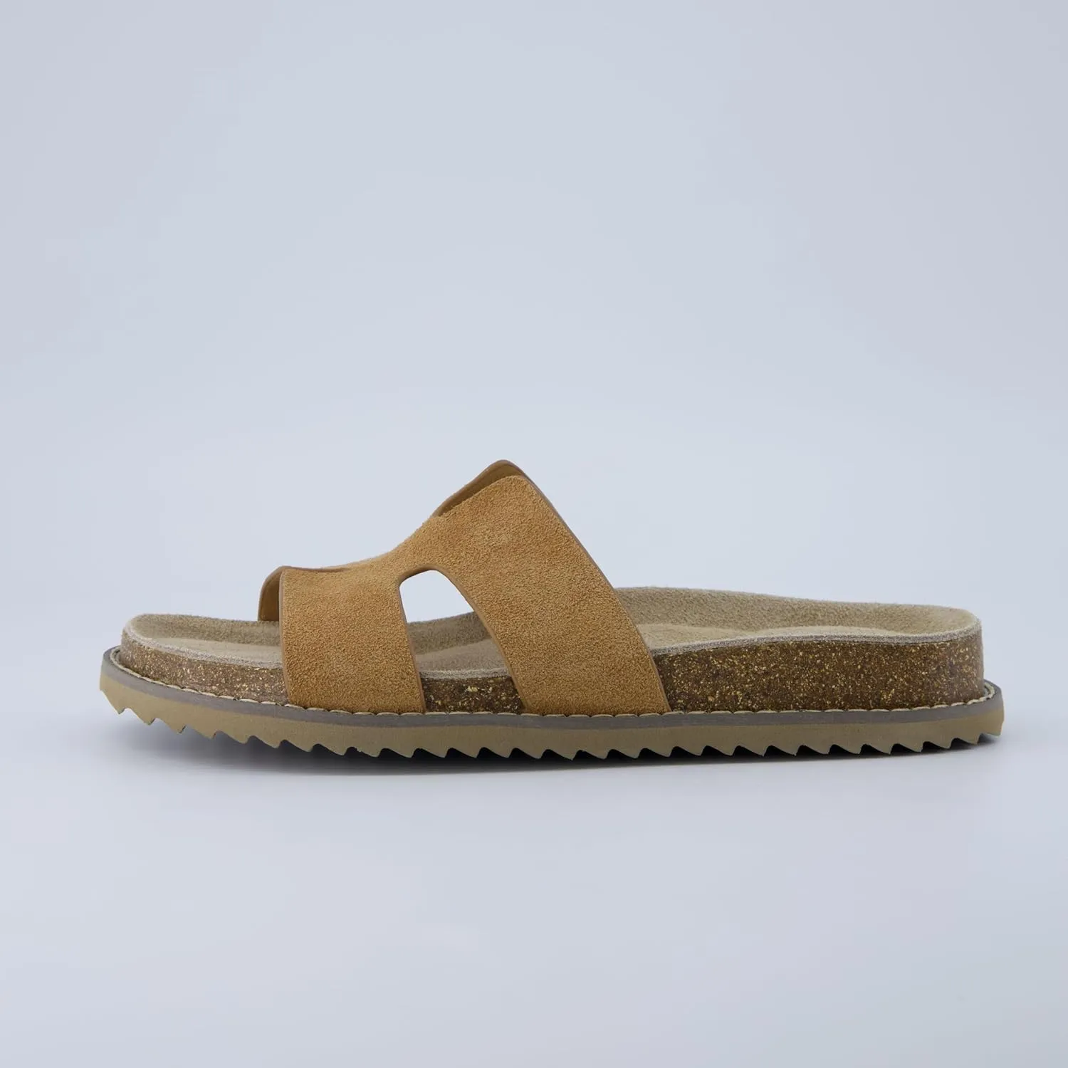 CUSHIONAIRE Wisdom Womens Sandals Cutout Strap Genuine Leather Slides  Slip On Cork Footbed Sandals for Women 2025