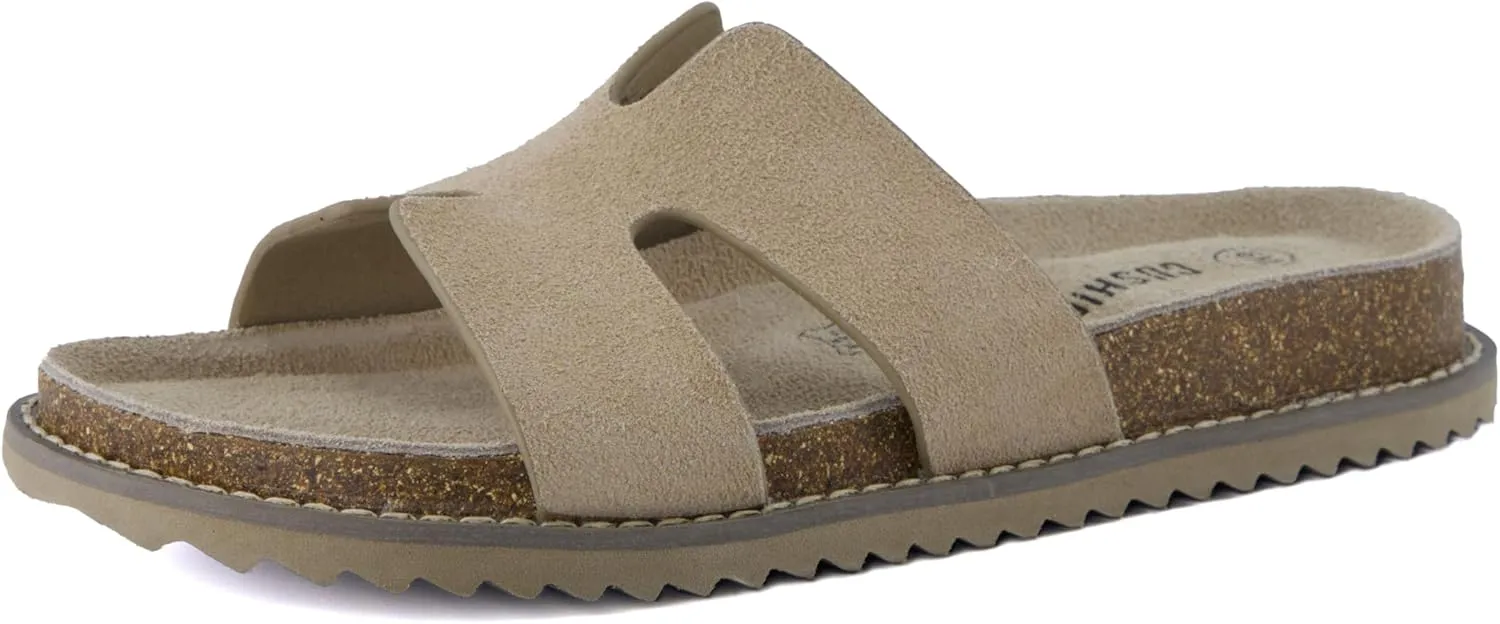 CUSHIONAIRE Wisdom Womens Sandals Cutout Strap Genuine Leather Slides  Slip On Cork Footbed Sandals for Women 2025