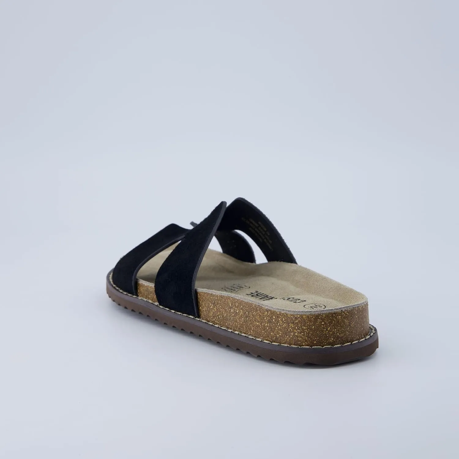 CUSHIONAIRE Wisdom Womens Sandals Cutout Strap Genuine Leather Slides  Slip On Cork Footbed Sandals for Women 2025