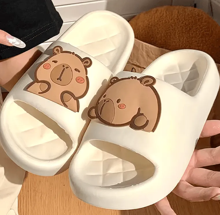 Cute Capybara Slippers for Women – Thick Sole Summer Slides & Indoor Sandals