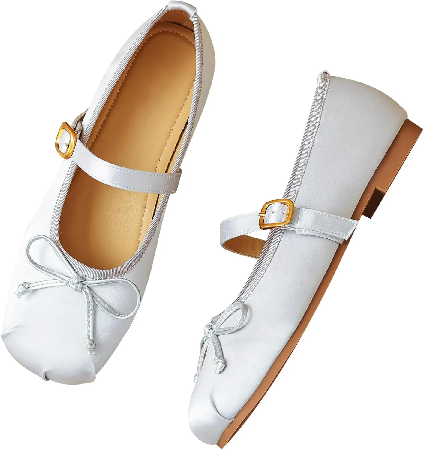 Dear Time Women's Ballets Bowknot Flats Mary Janes Dance Flat Shoes Round Toe Strap Ballets
