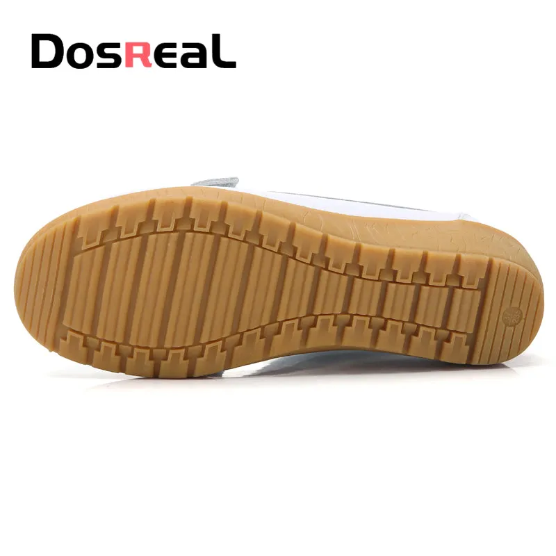 Dosreal Women Cow Leather Loafers Shoes Ladies Metal Buckle Flats Shoes Spring Comfortable Slip-On F
