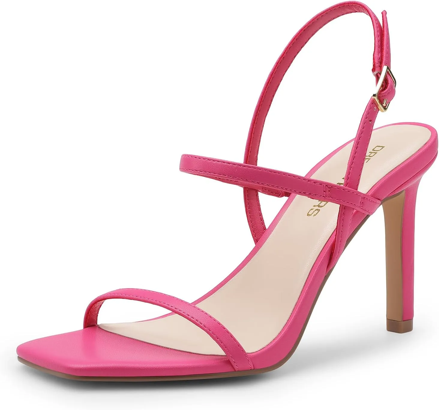DREAM PAIRS Womens Slingback Heels High Stilettos Open Square Toe Ankle Strap Pumps Sexy Comfort Strappy Dress Shoes Wedding Bridal Heeled Sandals
