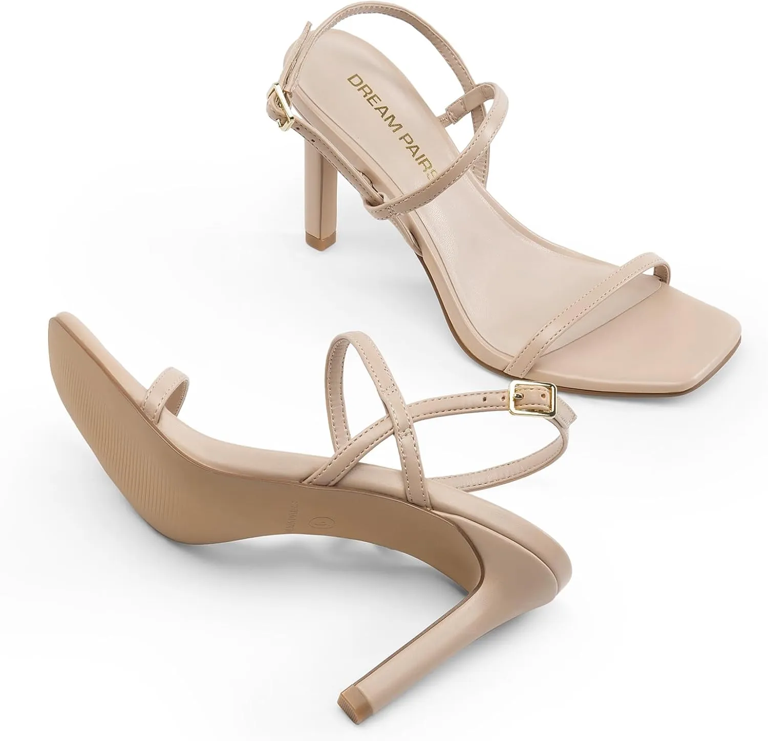 DREAM PAIRS Womens Slingback Heels High Stilettos Open Square Toe Ankle Strap Pumps Sexy Comfort Strappy Dress Shoes Wedding Bridal Heeled Sandals