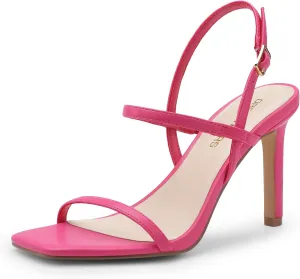 DREAM PAIRS Womens Slingback Heels High Stilettos Open Square Toe Ankle Strap Pumps Sexy Comfort Strappy Dress Shoes Wedding Bridal Heeled Sandals