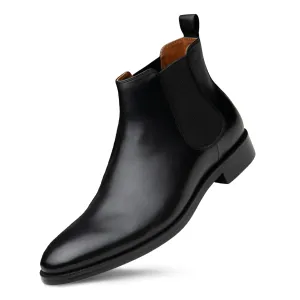 Dunross & Sons Black Leather Chelsea Boots for Men