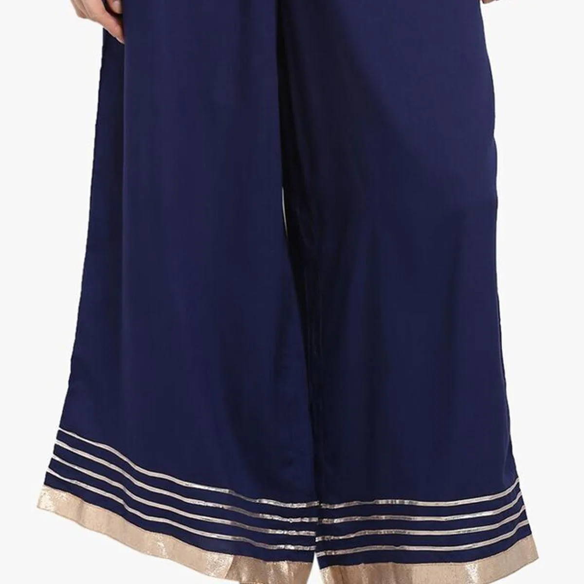 Elegant Navy Blue Colored Casual Rayon Palazzo