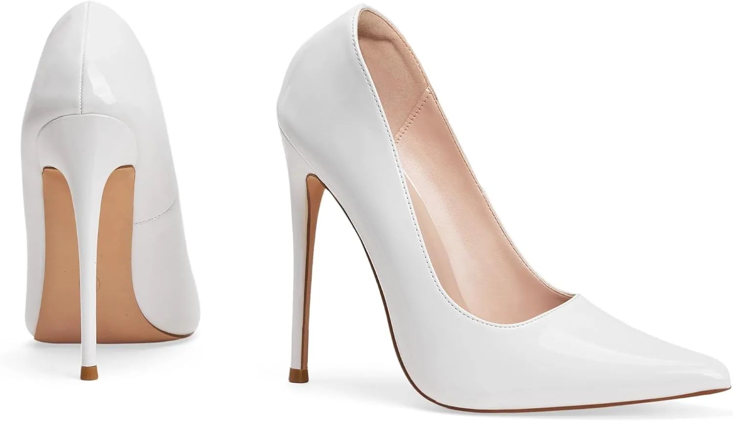 Elisabet Tang Women Pumps 12cm/4.7 Inch Stiletto Heels Pumps Pointed Toe Patent Leather Slip On High Heel Evening Party Dress Shoes
