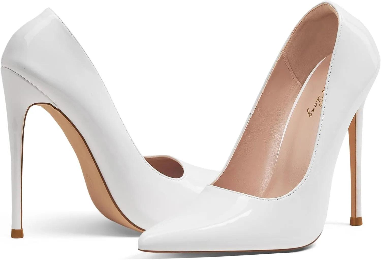 Elisabet Tang Women Pumps 12cm/4.7 Inch Stiletto Heels Pumps Pointed Toe Patent Leather Slip On High Heel Evening Party Dress Shoes