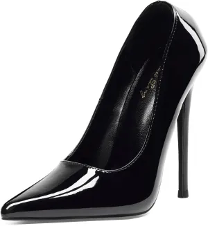 Elisabet Tang Women Pumps 12cm/4.7 Inch Stiletto Heels Pumps Pointed Toe Patent Leather Slip On High Heel Evening Party Dress Shoes