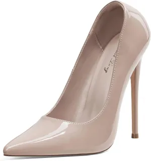 Elisabet Tang Women Pumps 12cm/4.7 Inch Stiletto Heels Pumps Pointed Toe Patent Leather Slip On High Heel Evening Party Dress Shoes