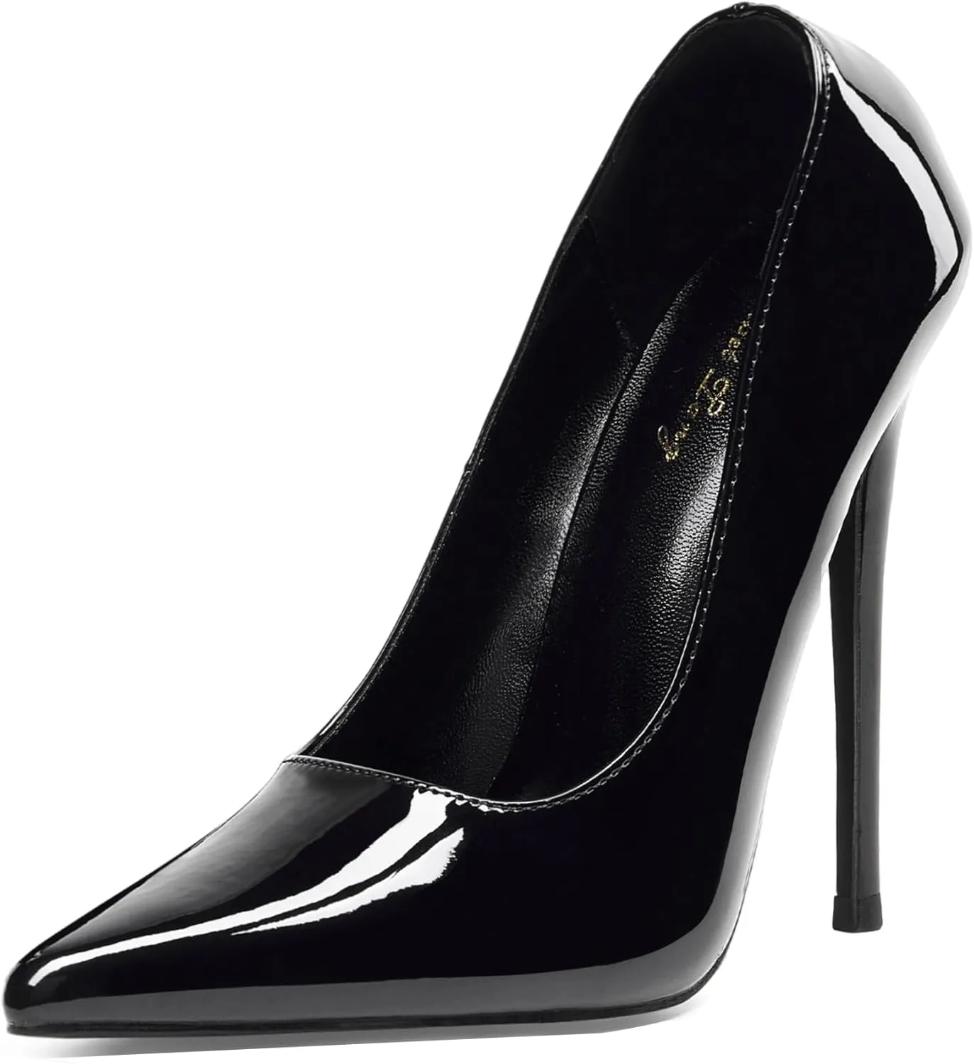 Elisabet Tang Women Pumps 12cm/4.7 Inch Stiletto Heels Pumps Pointed Toe Patent Leather Slip On High Heel Evening Party Dress Shoes