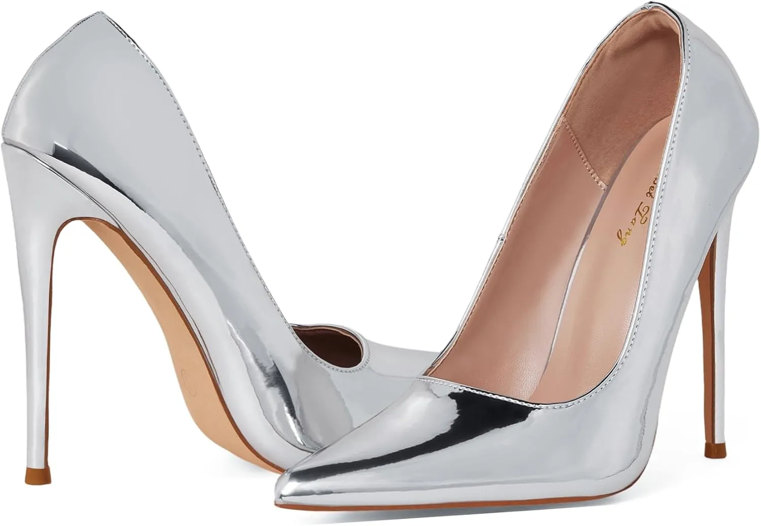 Elisabet Tang Women Pumps 12cm/4.7 Inch Stiletto Heels Pumps Pointed Toe Patent Leather Slip On High Heel Evening Party Dress Shoes