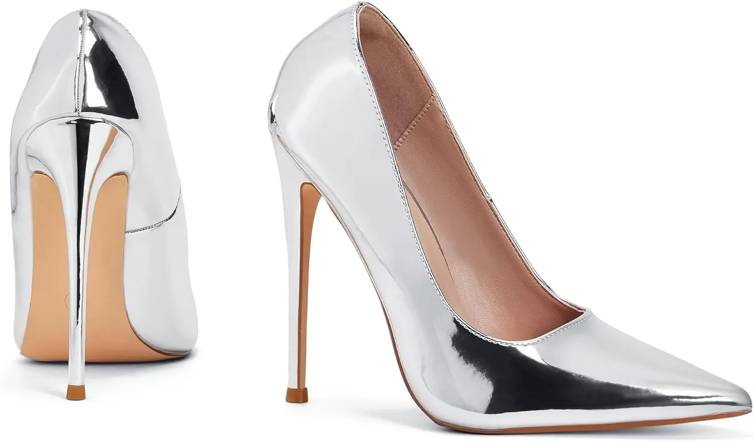 Elisabet Tang Women Pumps 12cm/4.7 Inch Stiletto Heels Pumps Pointed Toe Patent Leather Slip On High Heel Evening Party Dress Shoes