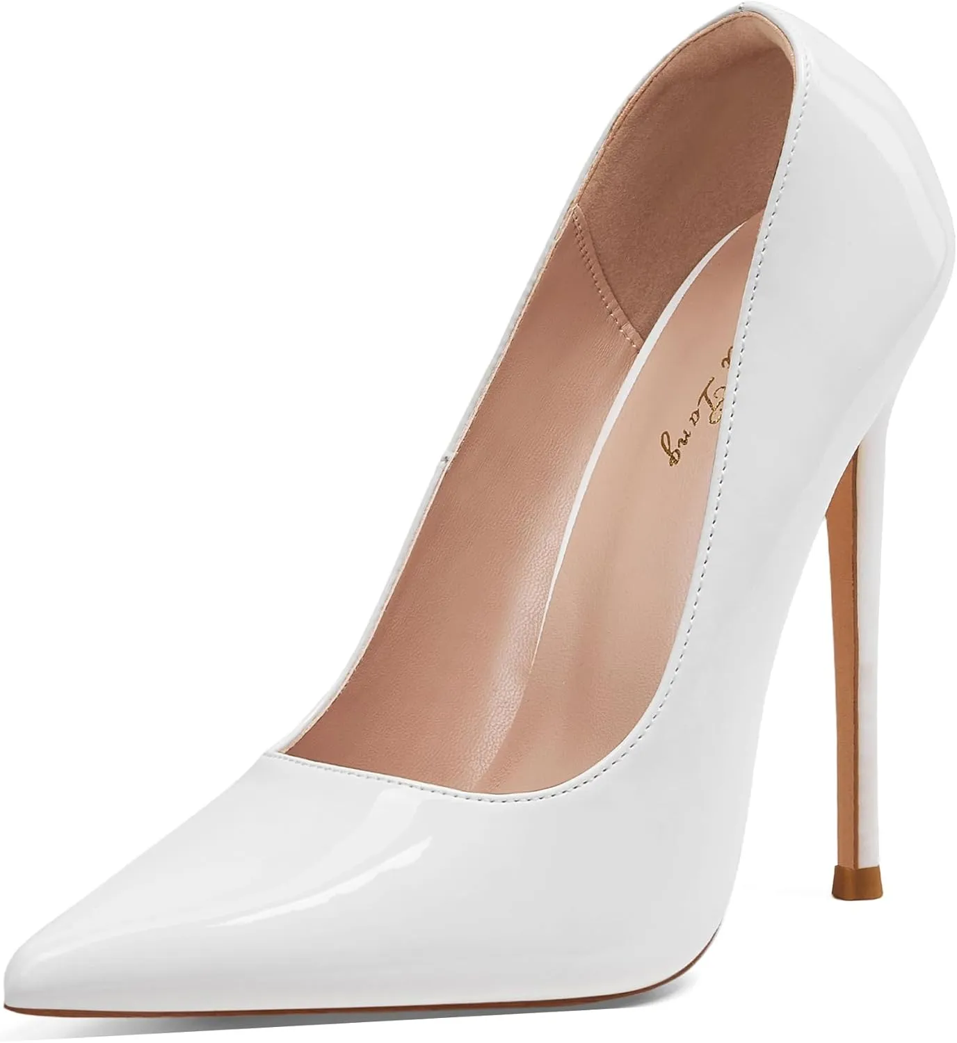 Elisabet Tang Women Pumps 12cm/4.7 Inch Stiletto Heels Pumps Pointed Toe Patent Leather Slip On High Heel Evening Party Dress Shoes