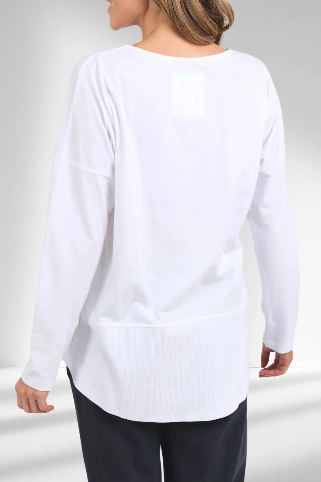 Elm Fundamental Long Sleeve Rib Tee Washed White