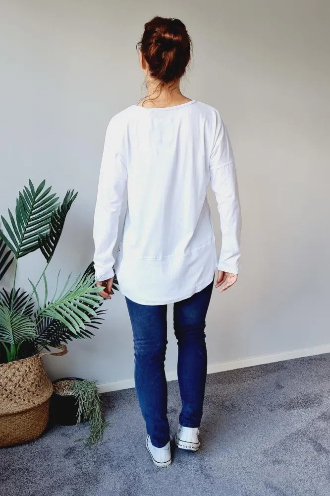 Elm Fundamental Long Sleeve Rib Tee Washed White