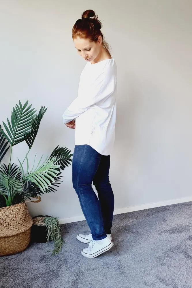 Elm Fundamental Long Sleeve Rib Tee Washed White