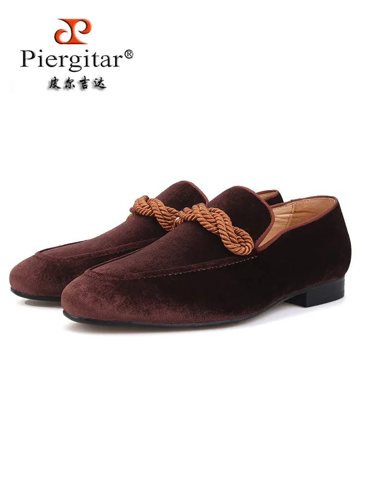 European and American style imported brown velvet men's velvet loafers banquet party slip-on yuppie shoes smoking shoes difficult