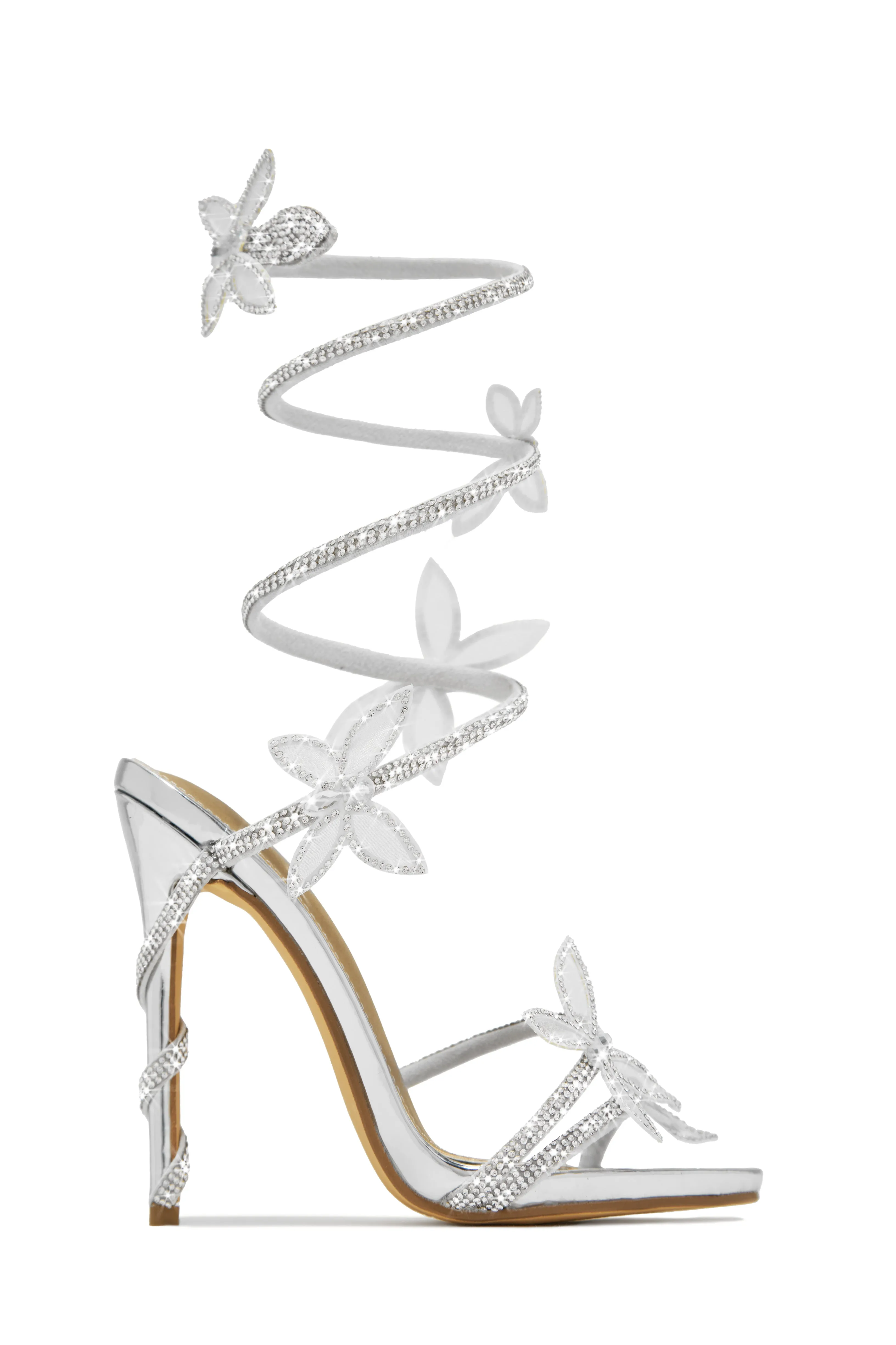 Fantasy Embellished Around The Ankle Coil Heels - Pink