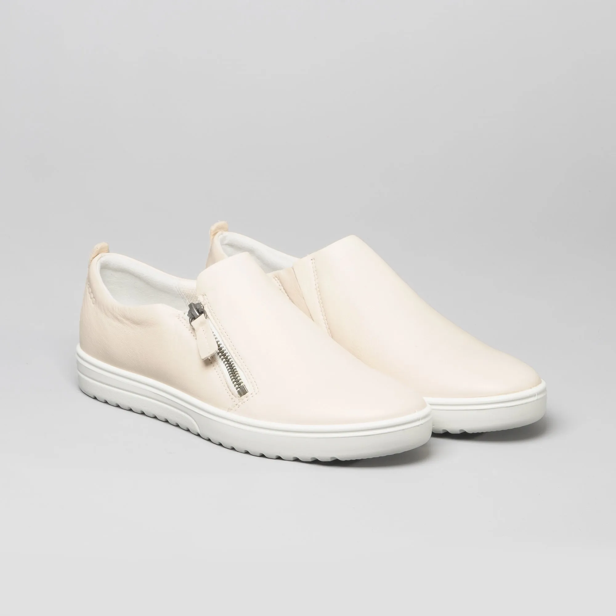 FARA Ladies Leather Casual Trainers Vanilla Metallic