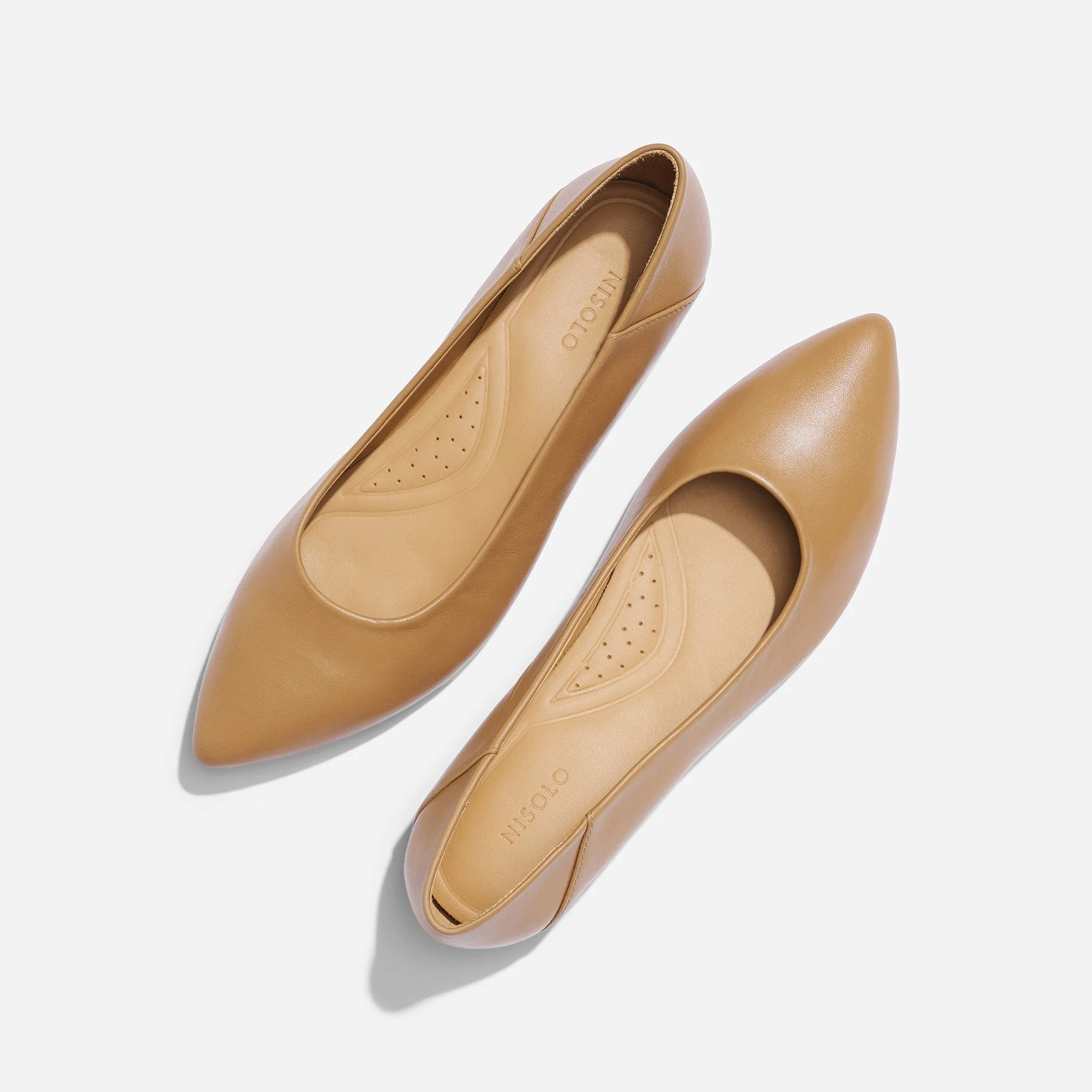 Fina Pointed Toe Flat Almond