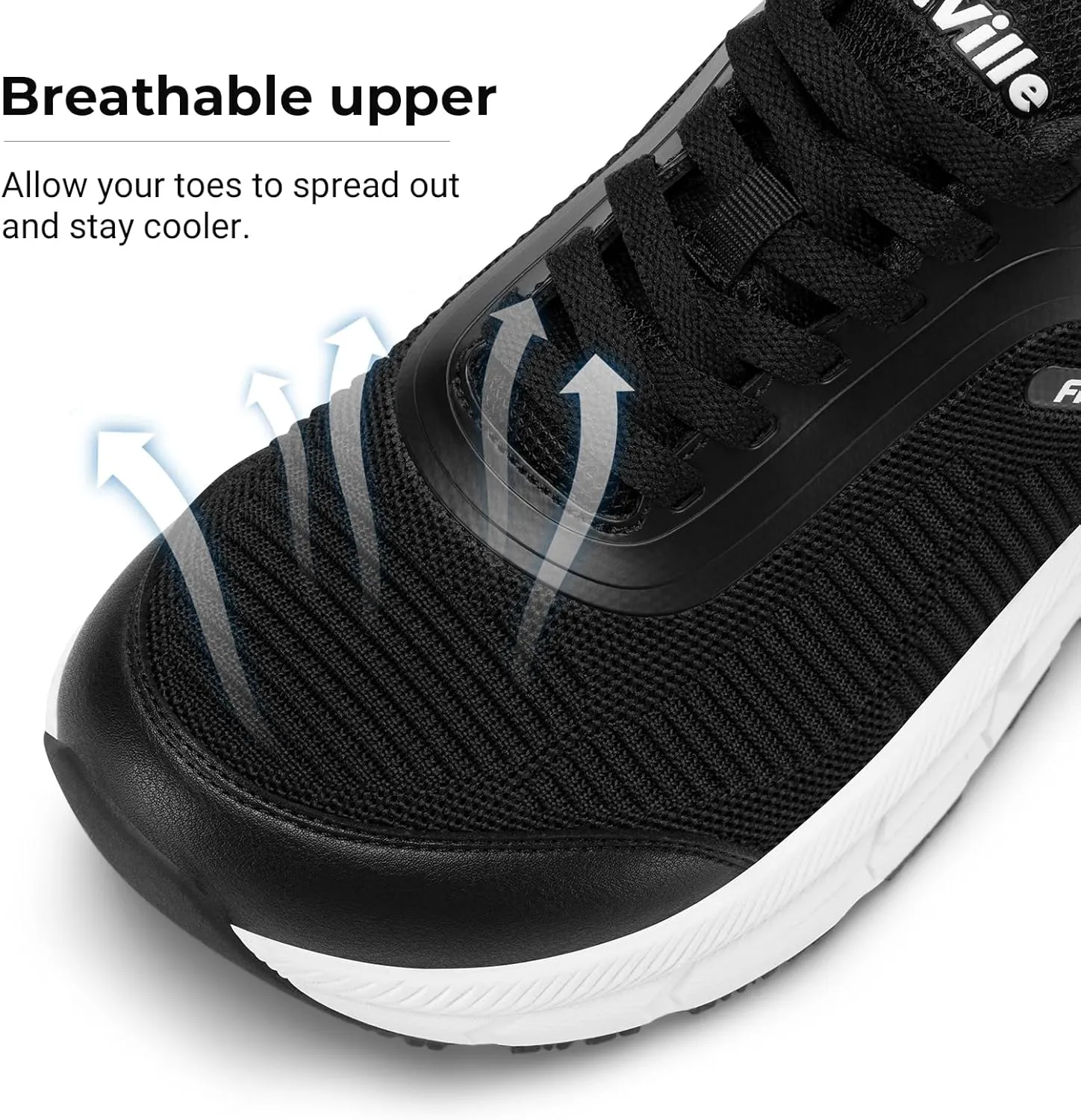 FitVille Men's Wide Toe Box Running Shoes - Comfortable, Non-Slip, Cushioned, Lightweight with Support