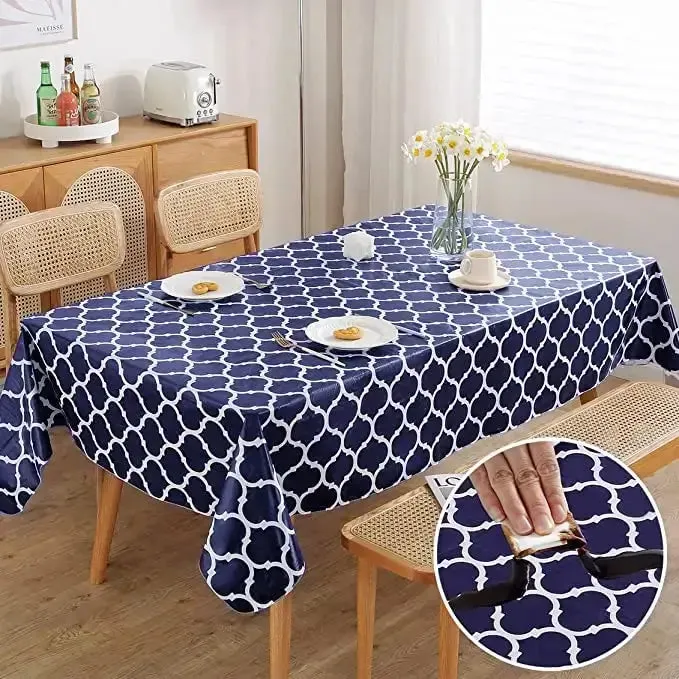 Flannel Backing Vinyl Tablecloths For Rectangle Tables