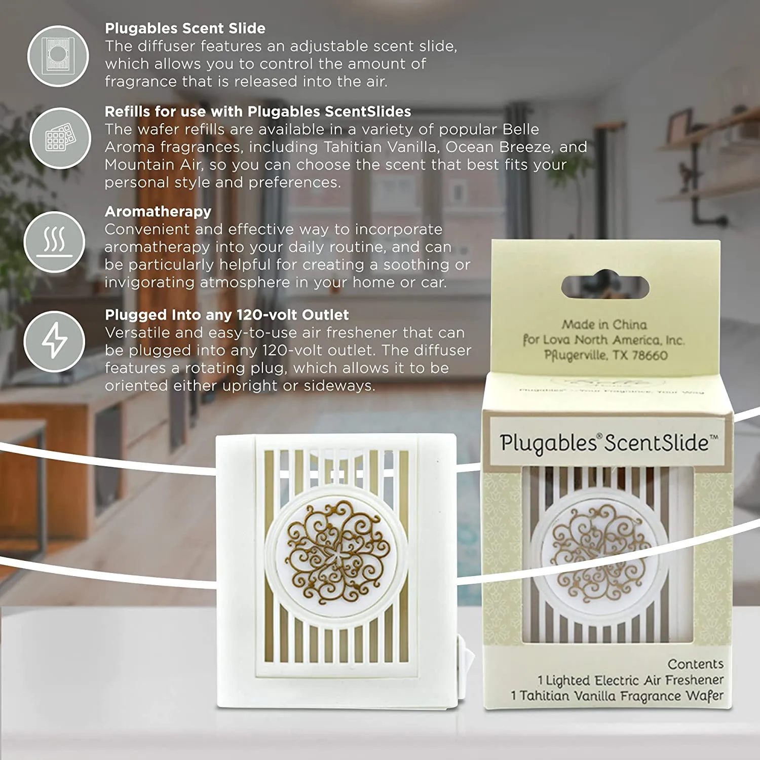 Floral Plugables® ScentSlide® Plugin Night Light Diffuser with 1 Fragrance Wafer - Opalescence