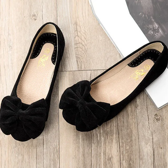 Free Shipping Bowknot Suede Comfortable Flat Shoes Sneaker