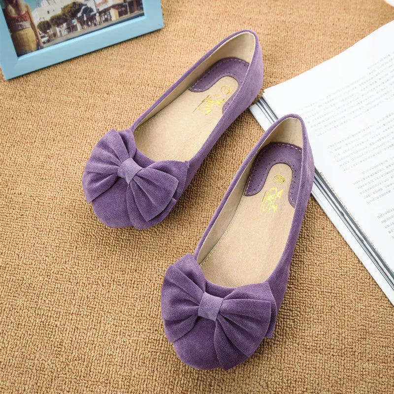Free Shipping Bowknot Suede Comfortable Flat Shoes Sneaker
