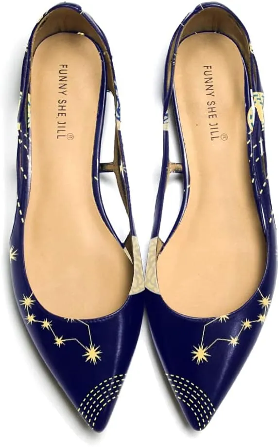 FSJ Women Classic Pointed Toe Flats Block Low Heel Pumps Irregular Cutout Slip on Shoes for Office Outfit Size 4-15 US