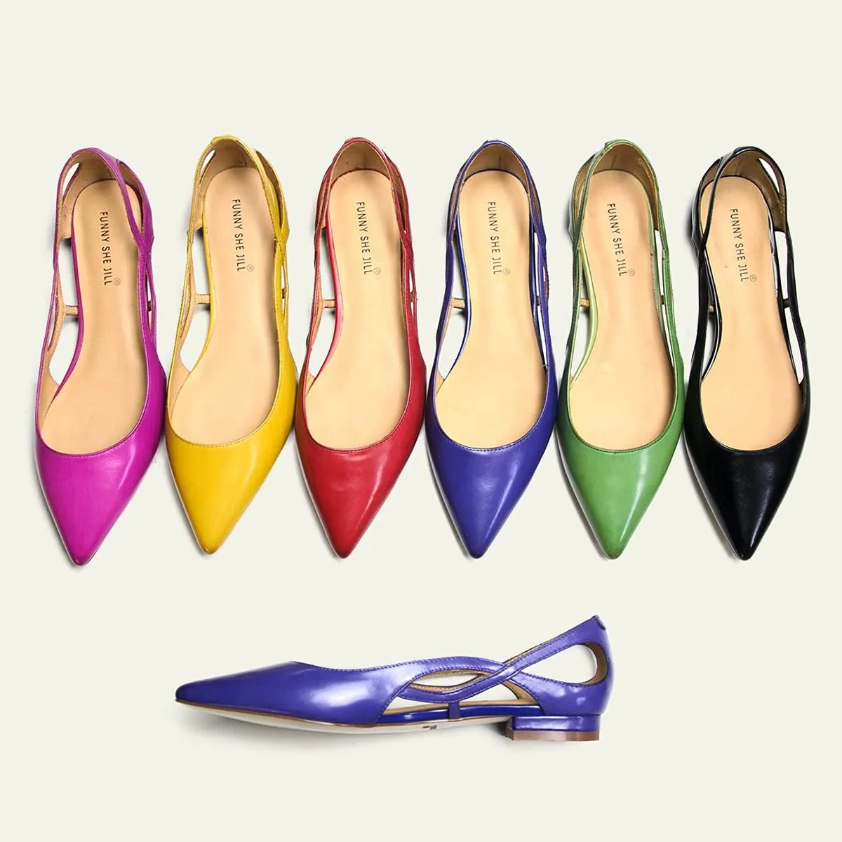 FSJ Women Classic Pointed Toe Flats Block Low Heel Pumps Irregular Cutout Slip on Shoes for Office Outfit Size 4-15 US