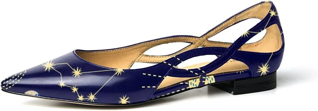 FSJ Women Classic Pointed Toe Flats Block Low Heel Pumps Irregular Cutout Slip on Shoes for Office Outfit Size 4-15 US