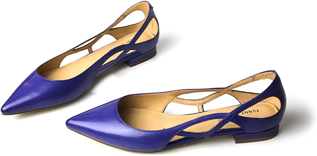 FSJ Women Classic Pointed Toe Flats Block Low Heel Pumps Irregular Cutout Slip on Shoes for Office Outfit Size 4-15 US