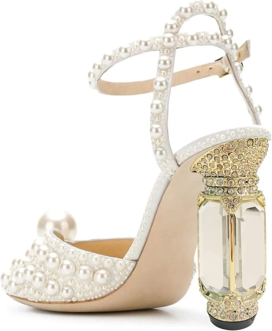 FSJ Women Open Toe Stylish Sandal Ankle Strap Chunky Block High Thick Heels Wedding Party Ballroom Prom Shoes US Size 4-15 US