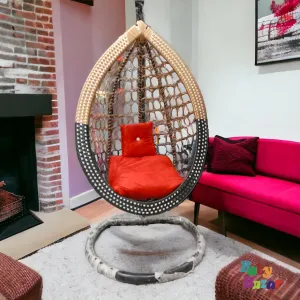 Garden relaxing swing Chair Stand Cushion - Brown Jhoola- Garden/Indoor/Outdoor-Egg Shape- Jhoola.