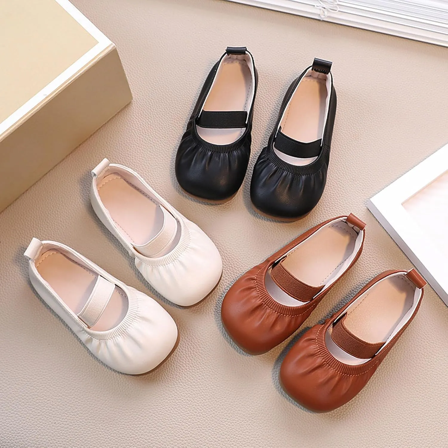 Girl Dress Shoes Toddler Flower Kid Dress Shoes Square Toe Ballet Flats for Party School Wedding Casual Shoes