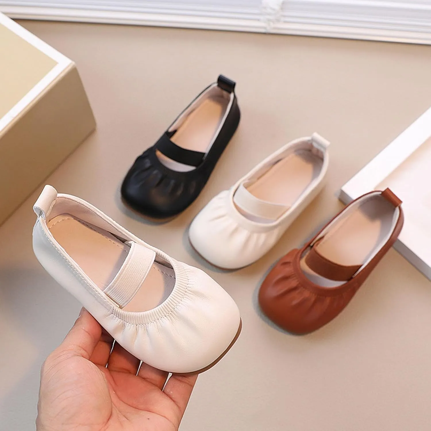 Girl Dress Shoes Toddler Flower Kid Dress Shoes Square Toe Ballet Flats for Party School Wedding Casual Shoes