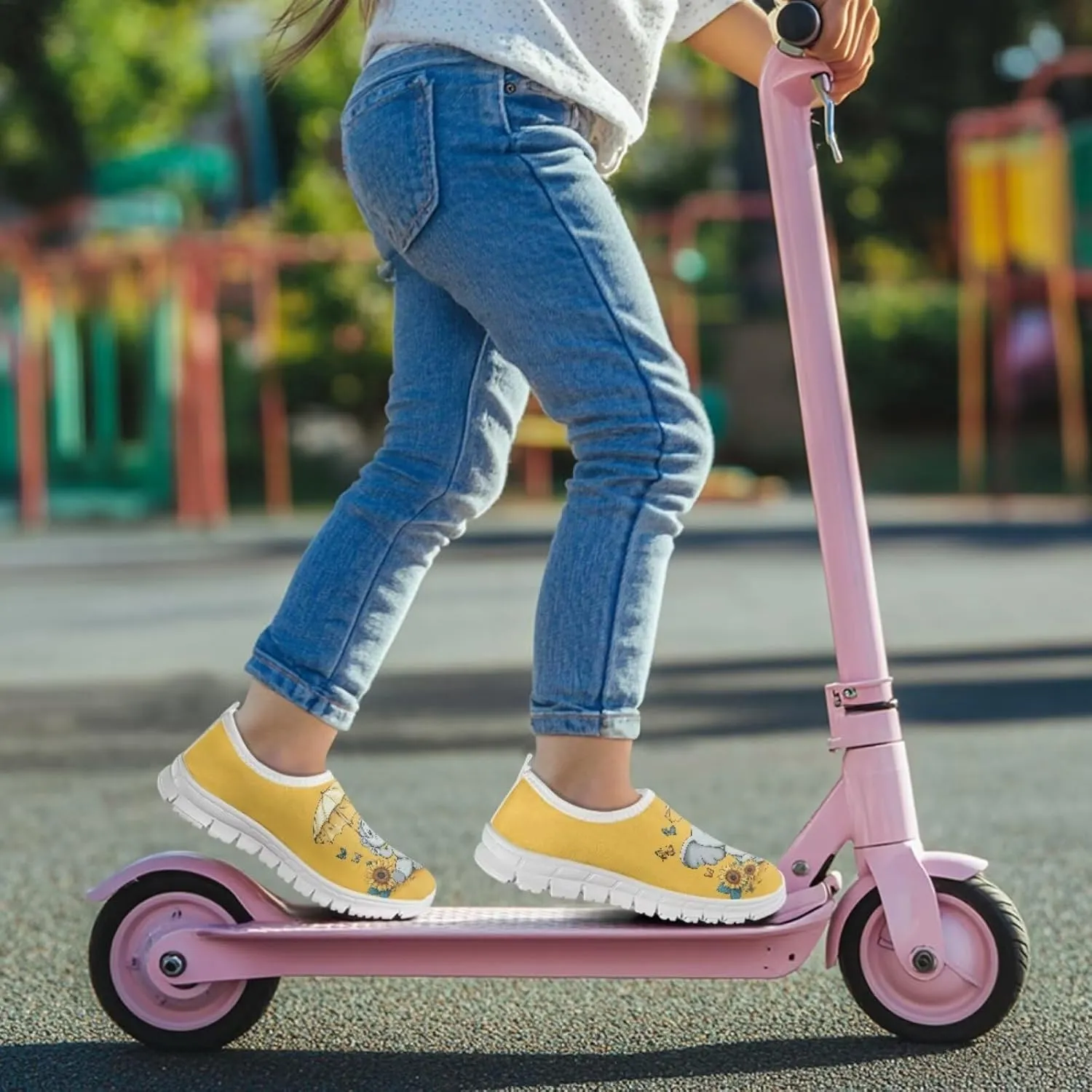 Girls Athletic Shoes Cute Kids Gym Running Slip On Shoes for Girls