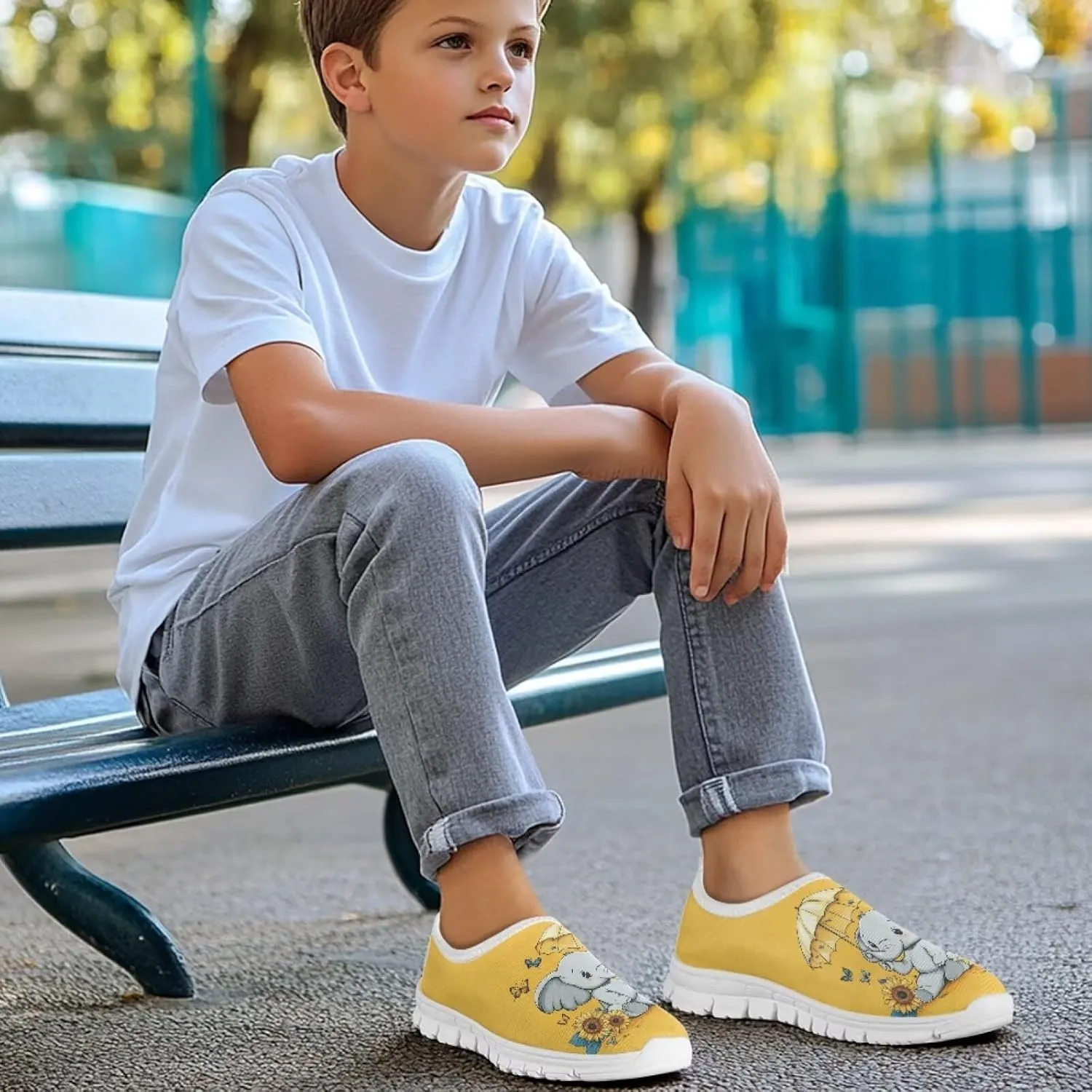 Girls Athletic Shoes Cute Kids Gym Running Slip On Shoes for Girls
