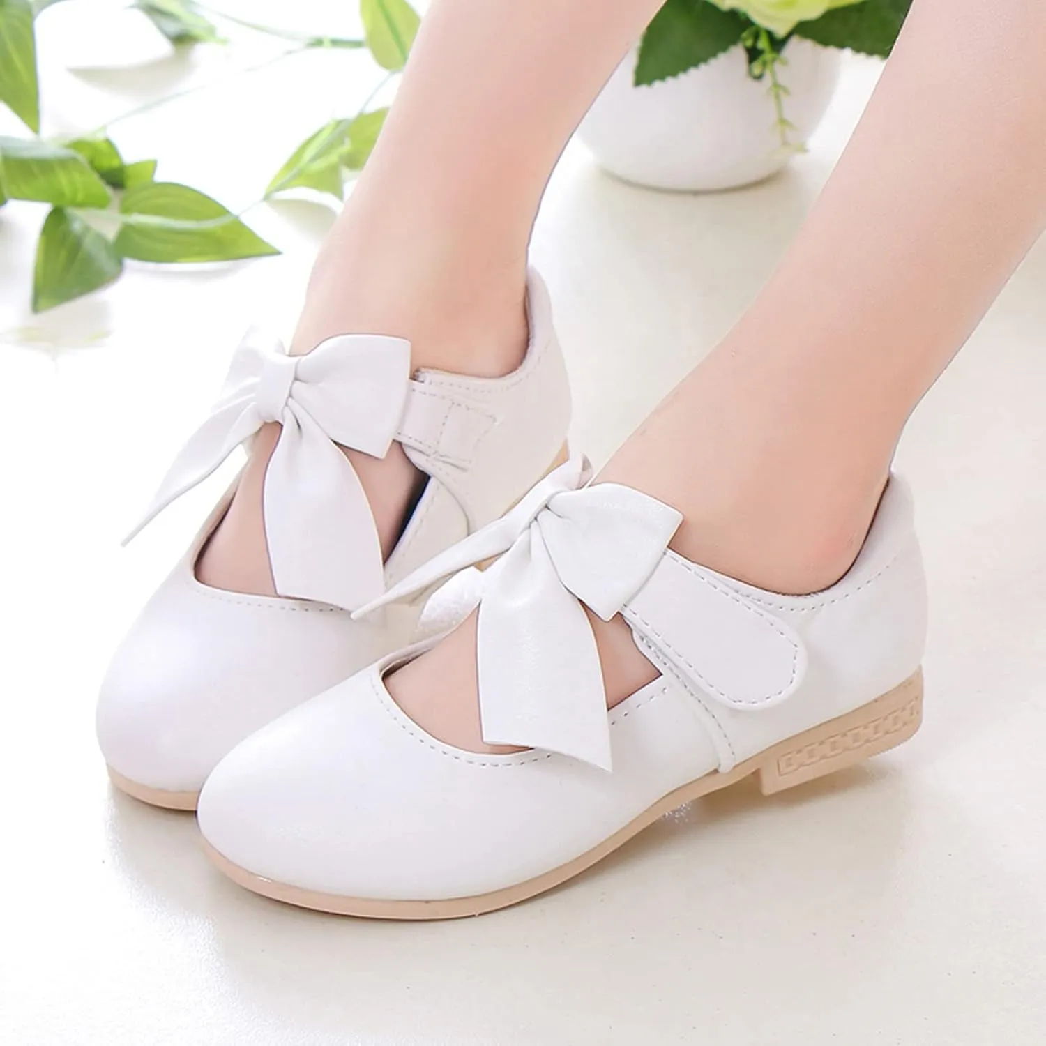 Girls Ballet Shoes Flower Girls Mary Jane Flats with Bow Dress Shoes Party Wedding Church Shoes Toddler Dress Shoes
