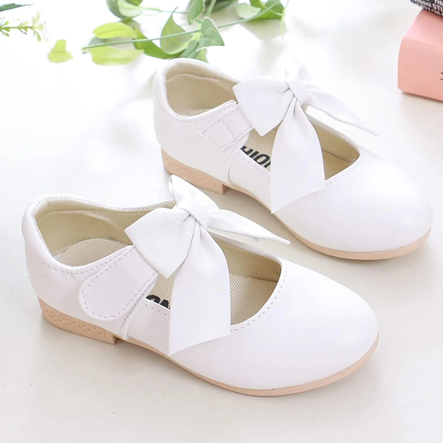 Girls Ballet Shoes Flower Girls Mary Jane Flats with Bow Dress Shoes Party Wedding Church Shoes Toddler Dress Shoes
