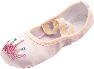 Girls Ballet Shoes Glitter Split-Sole Dance Slippers Soft Lightweight with Elastic Laces for Performance Gymnastics